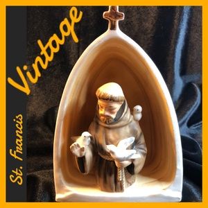 St. Francis Vintage ceramic planter.